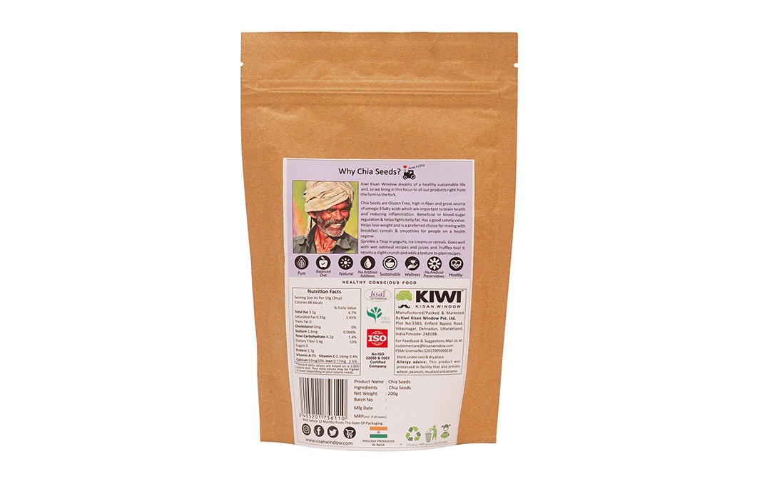 Kiwi Kisan Window Chia Seeds    Pack  200 grams